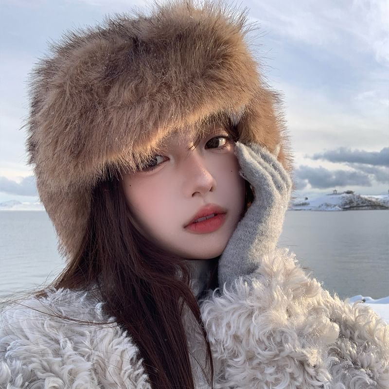 Fluffy Trapper Plain Hat