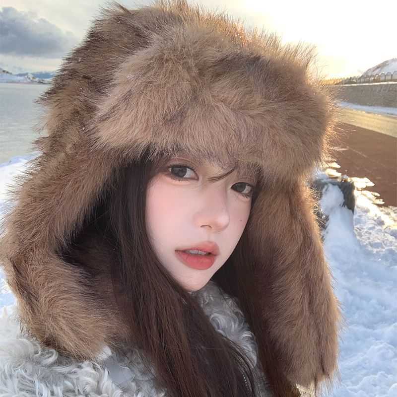 Fluffy Trapper Plain Hat