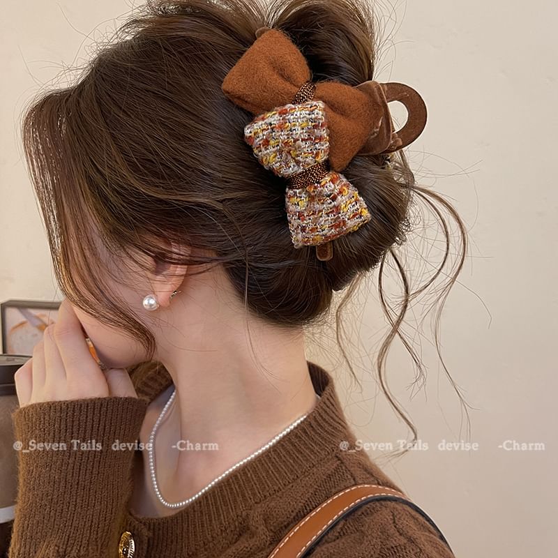 Bow Claw Hair Tweed