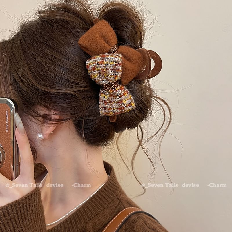 Bow Claw Hair Tweed