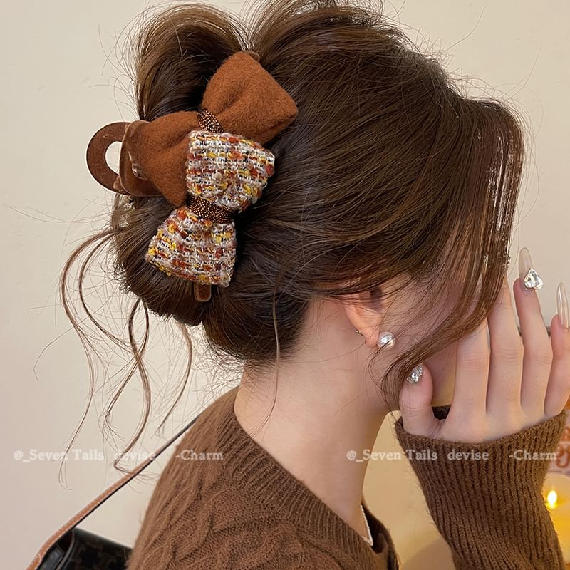 Bow Claw Hair Tweed