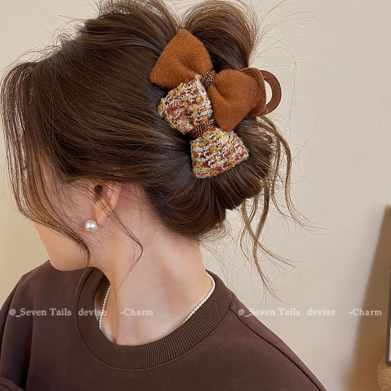 Bow Claw Hair Tweed