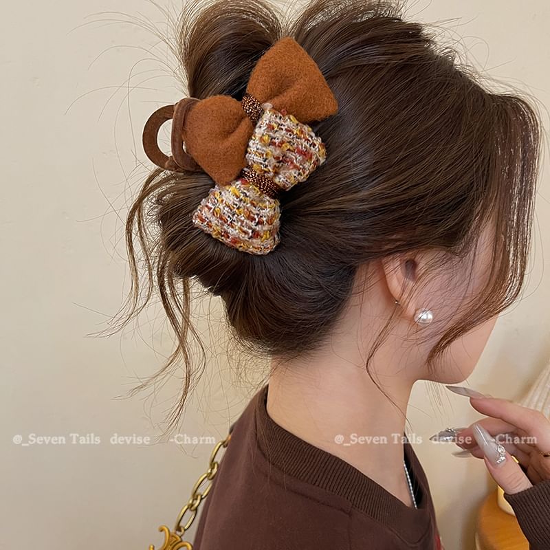 Bow Claw Hair Tweed
