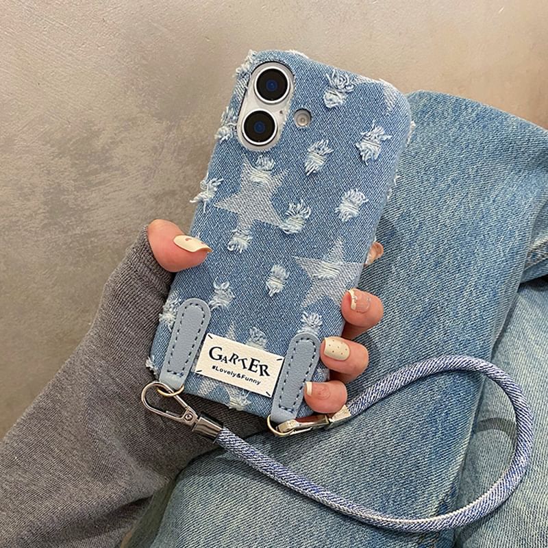 Phone Strap Denim / Case Distressed Set
