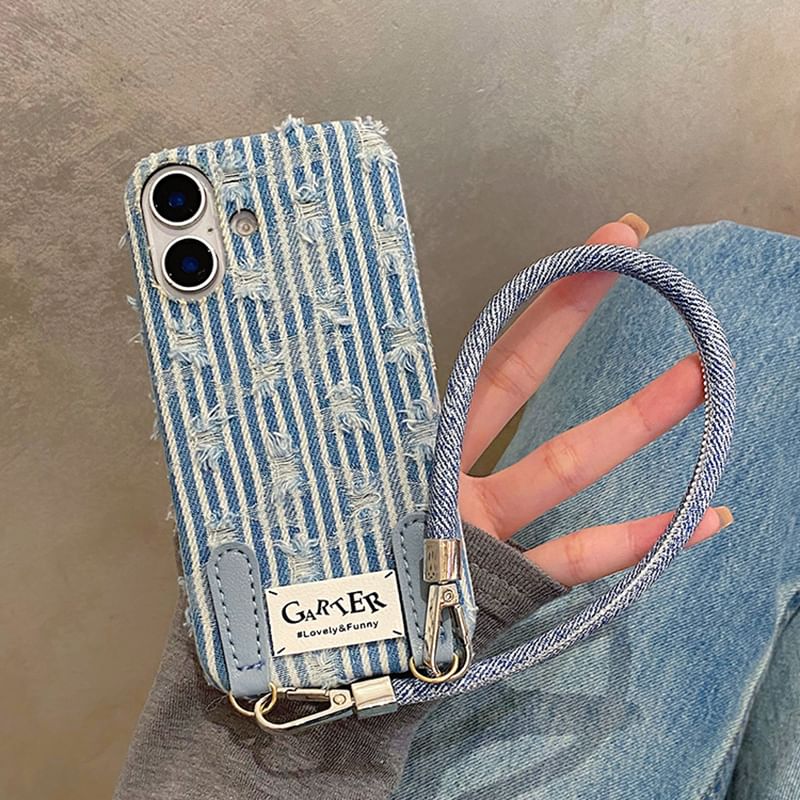 Phone Strap Denim / Case Distressed Set