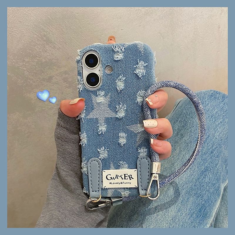 Phone Strap Denim / Case Distressed Set