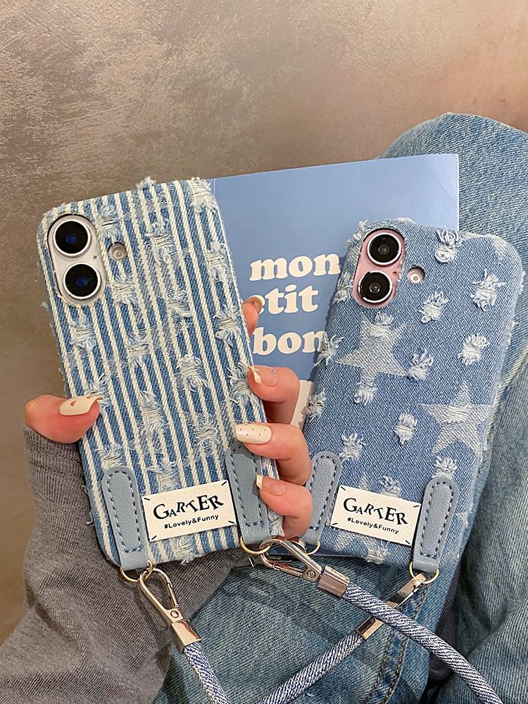Phone Strap Denim / Case Distressed Set