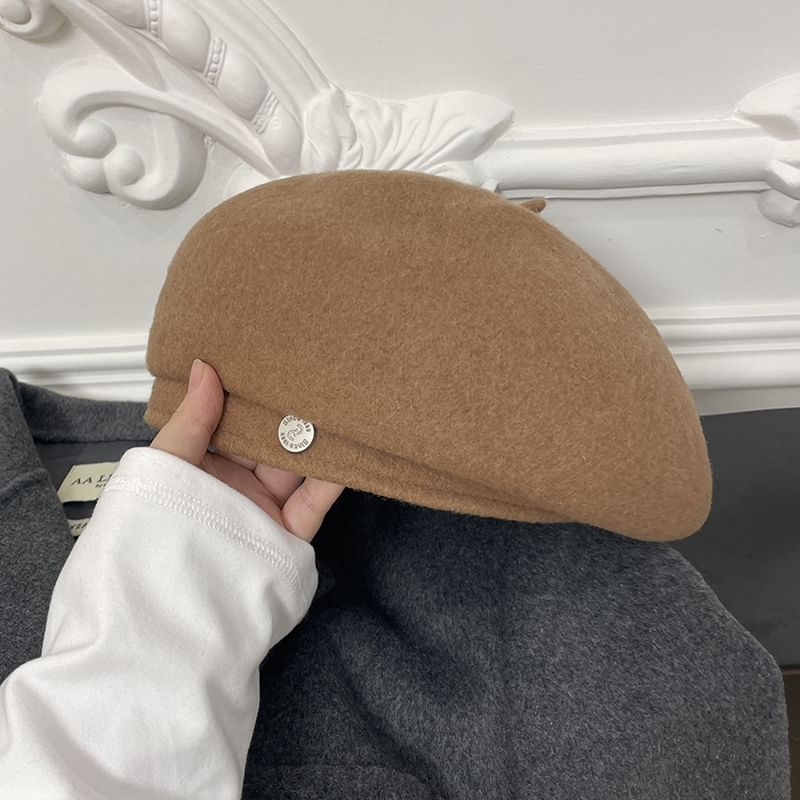 Wool Hat Disc Beret Metal