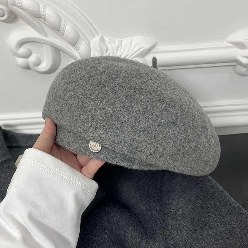 Wool Hat Disc Beret Metal