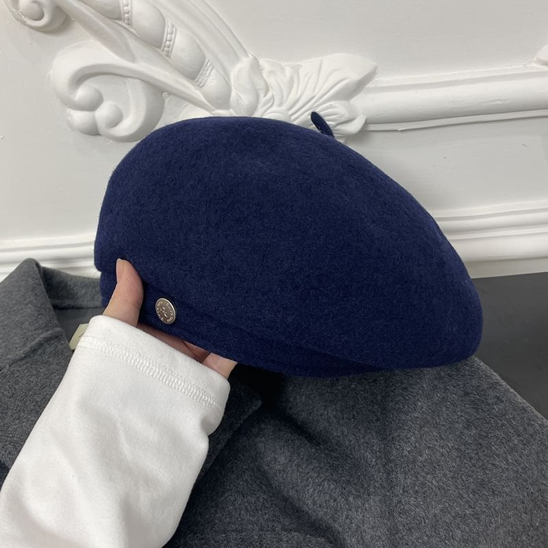 Wool Hat Disc Beret Metal