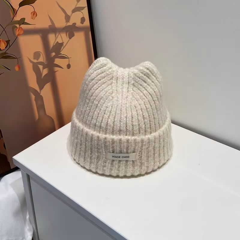 Beanie Applique Lettering Knit