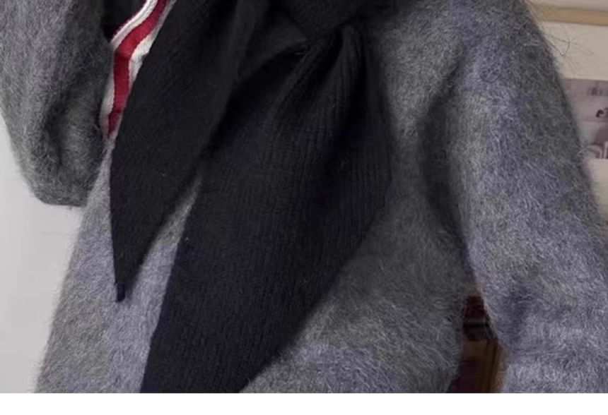 Plain Hooded Knit Scarf