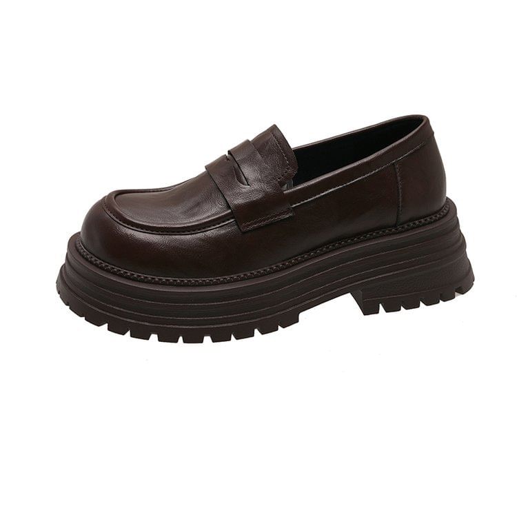 Faux Platform Leather Loafers