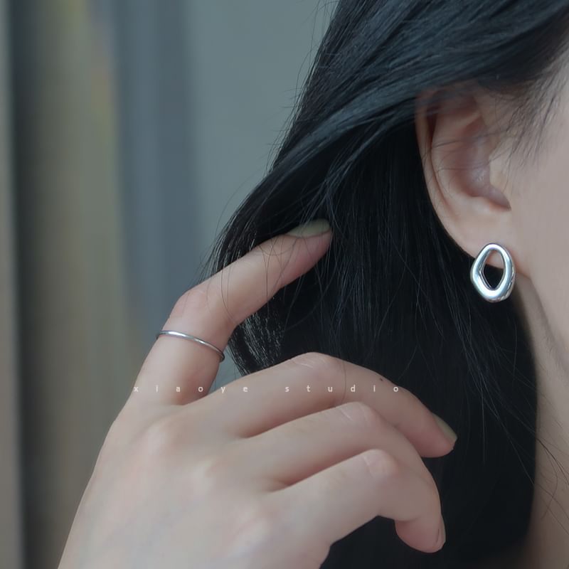 Silver Stud S925 Earring Irregular Sterling