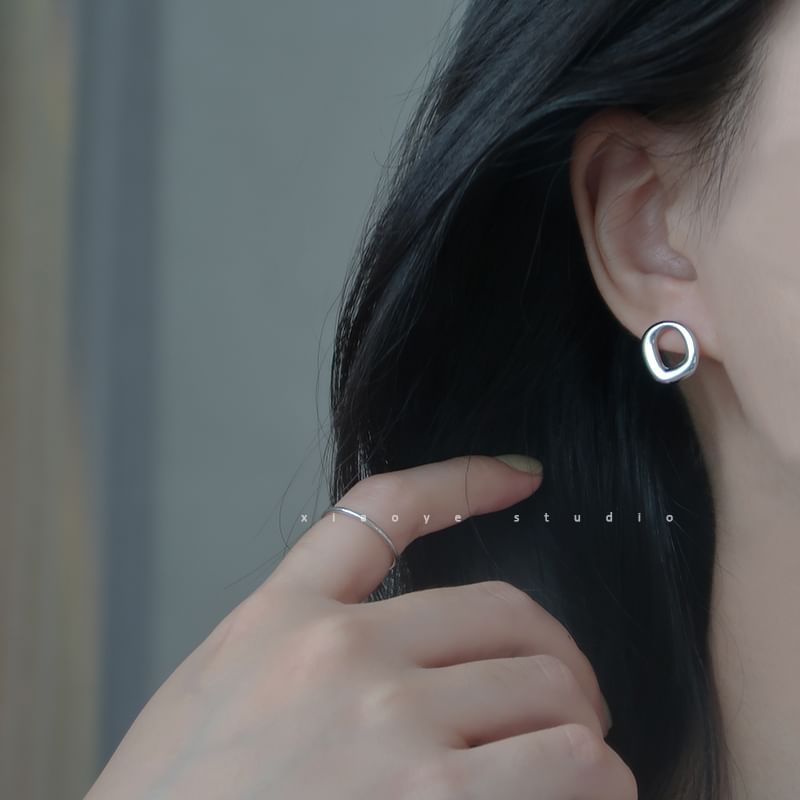 Silver Stud S925 Earring Irregular Sterling