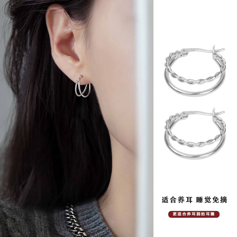 Earring Layered Hoop Alloy