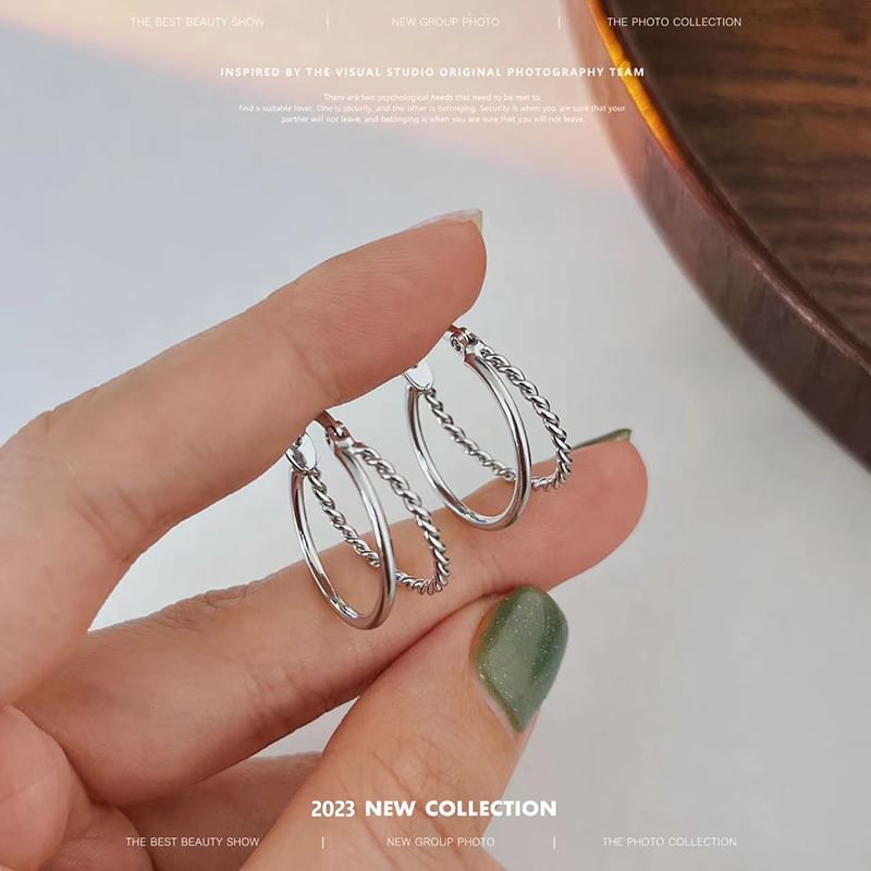 Earring Layered Hoop Alloy