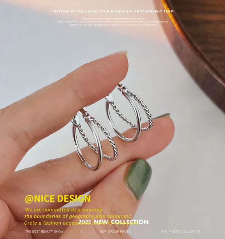 Earring Layered Hoop Alloy
