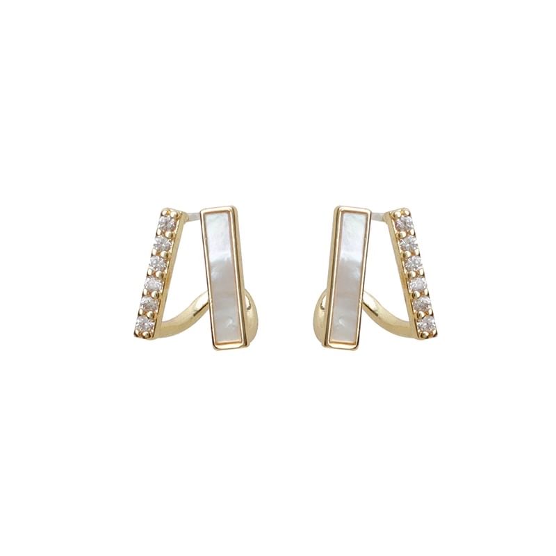 Stud Rhinestone Alloy Earring Shell