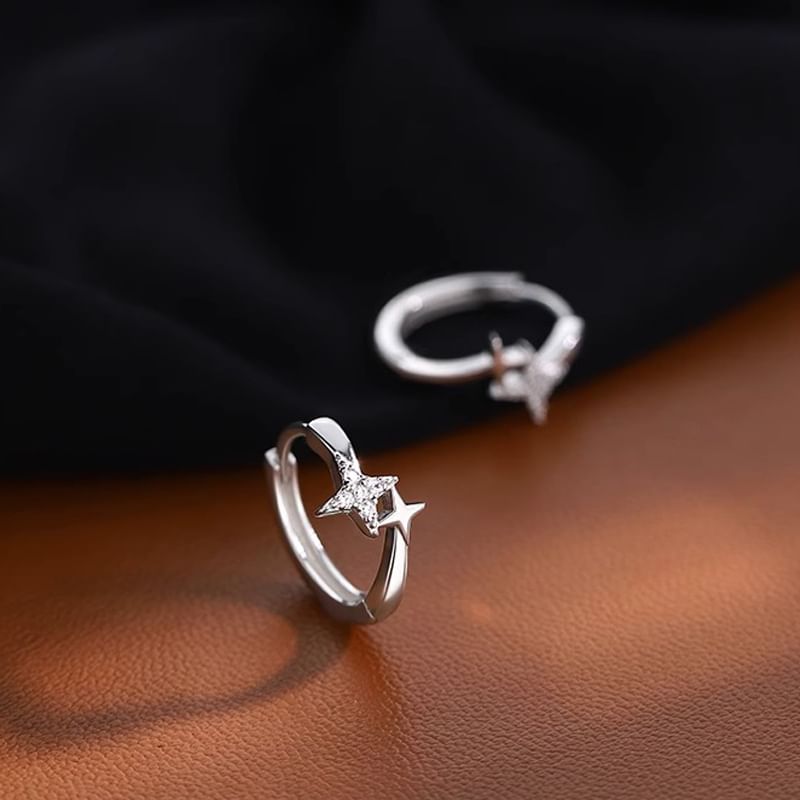 Rhinestone Earring Hoop Alloy Star