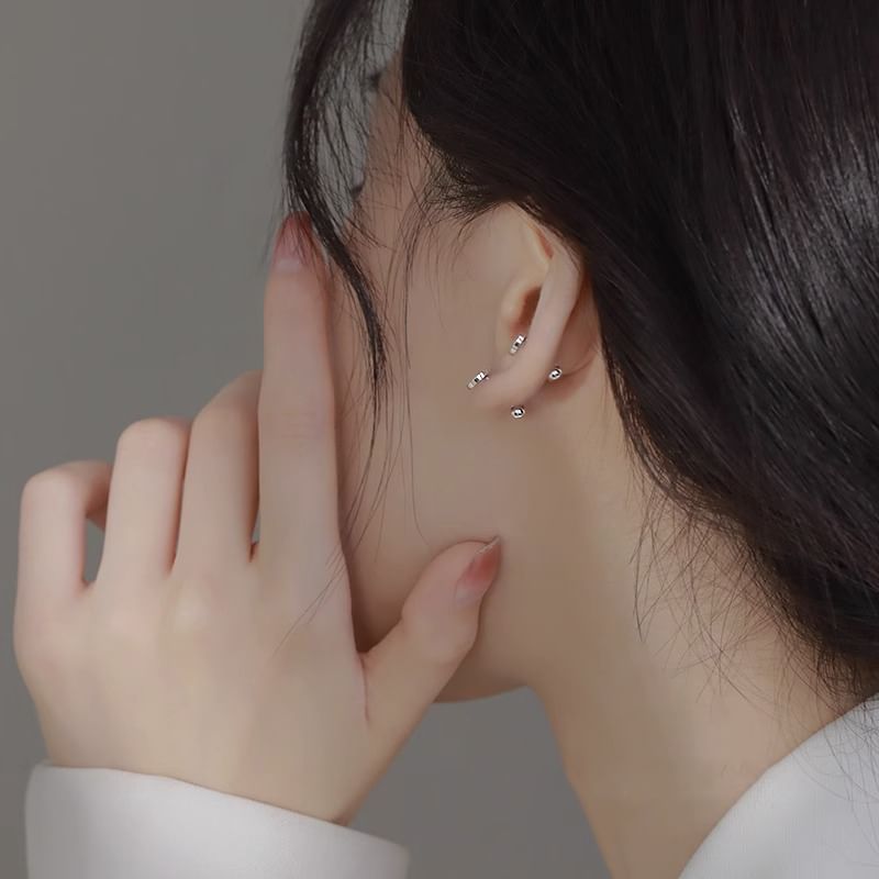 Alloy Rhinestone Barbell Earring Heart Asymmetrical