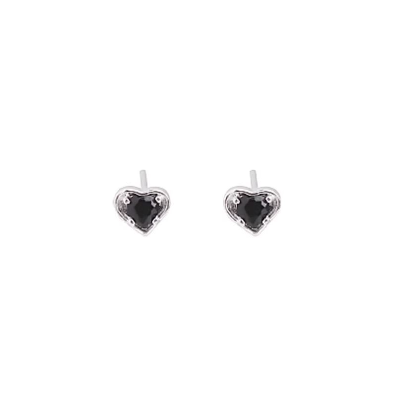 Rhinestone Earring Stud Heart Alloy