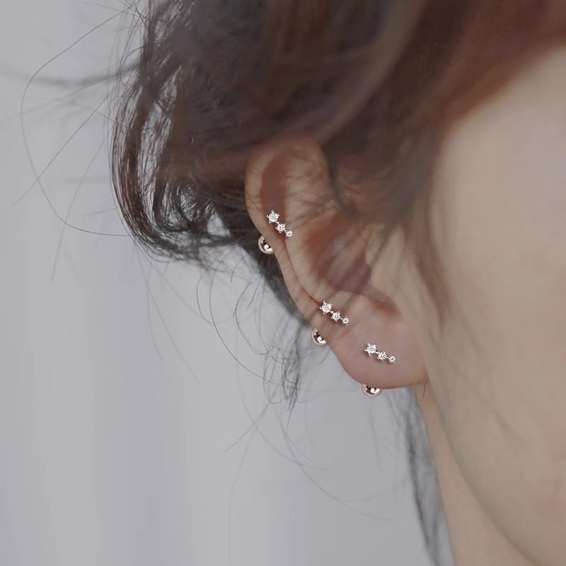 Jacket Star Rhinestone Ear Alloy