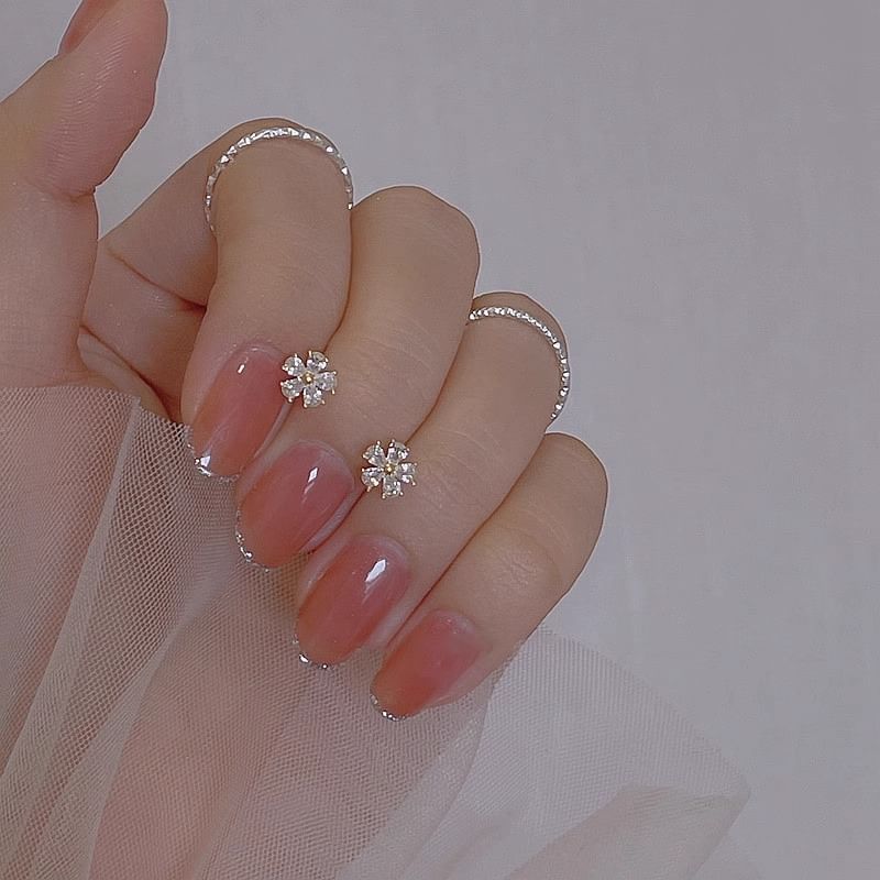 Alloy Earring Stud Floral Rhinestone