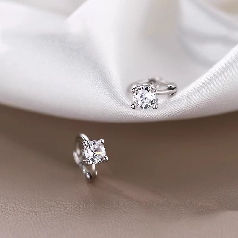 Alloy Huggie Rhinestone Earring