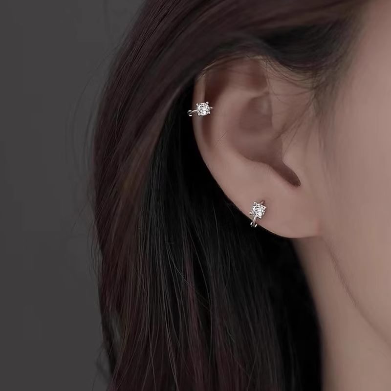 Alloy Huggie Rhinestone Earring