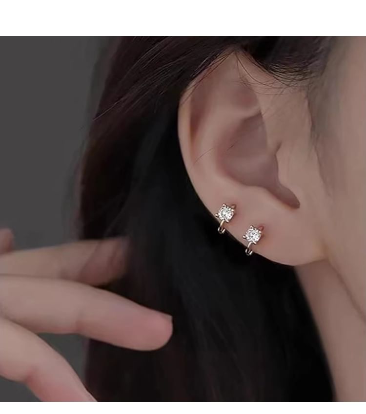 Alloy Huggie Rhinestone Earring