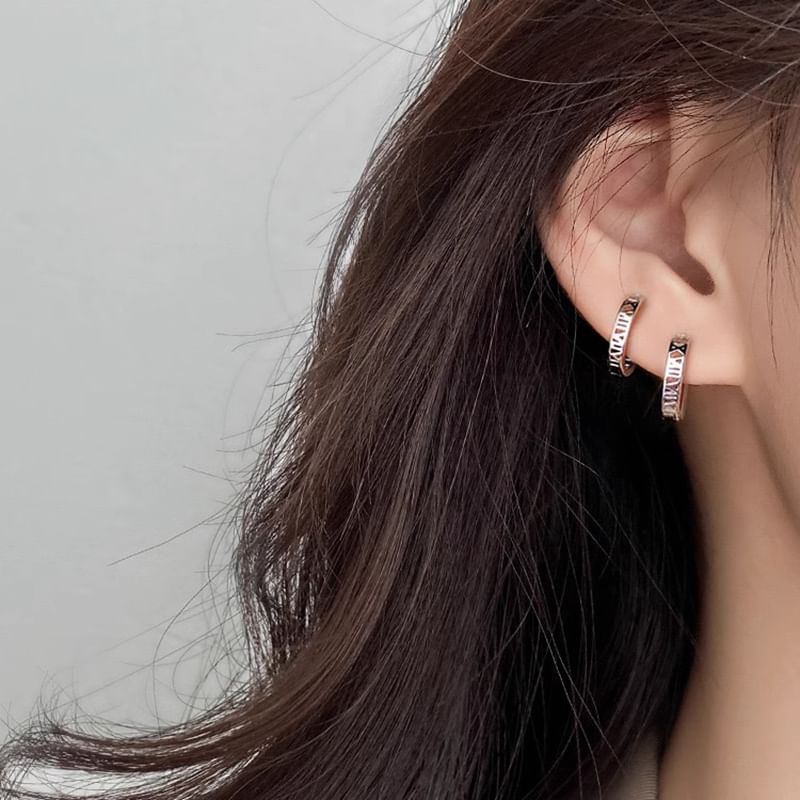 Earring Roman Numeral Alloy Hoop
