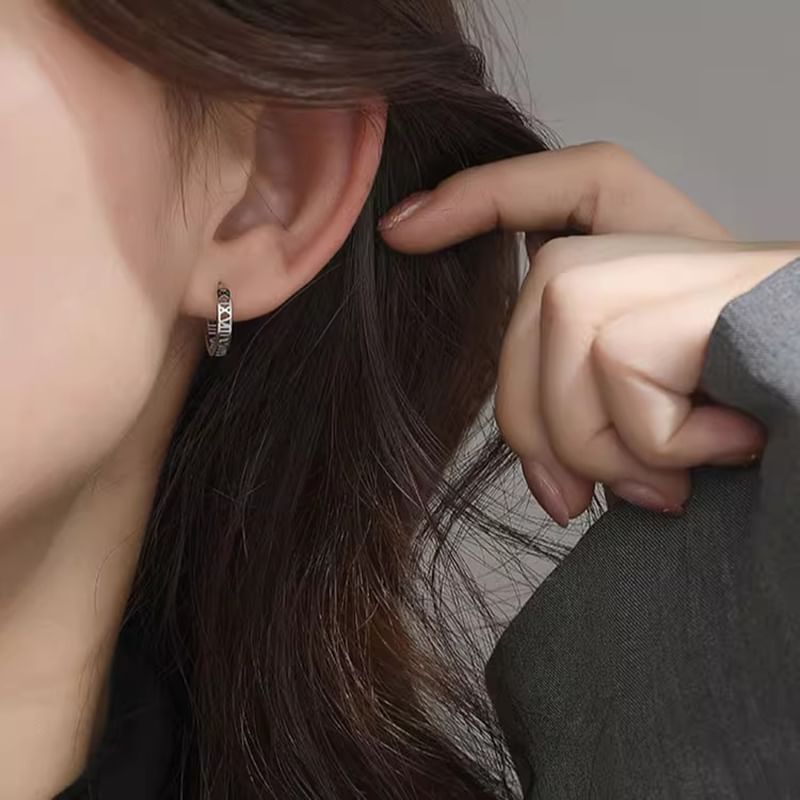 Earring Roman Numeral Alloy Hoop