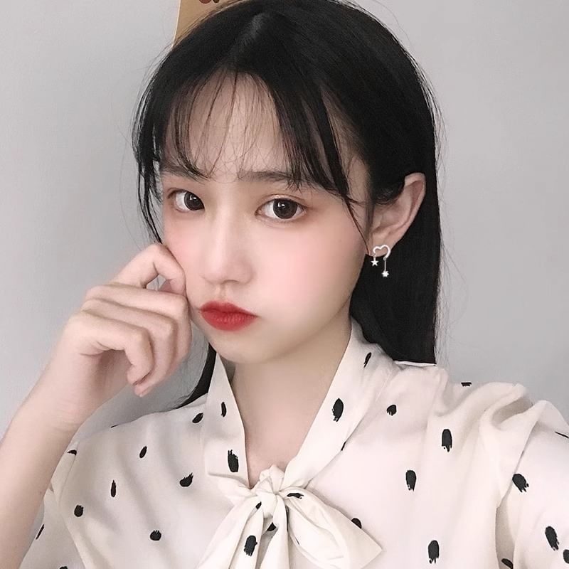 Heart Alloy Drop Star Earring