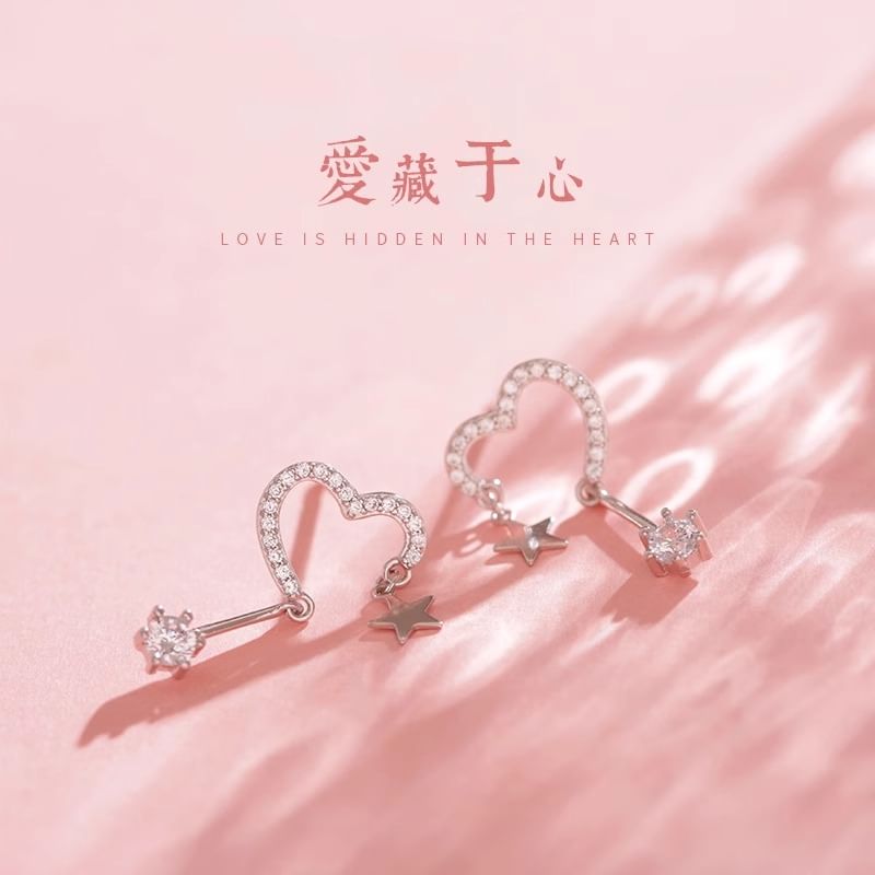 Heart Alloy Drop Star Earring
