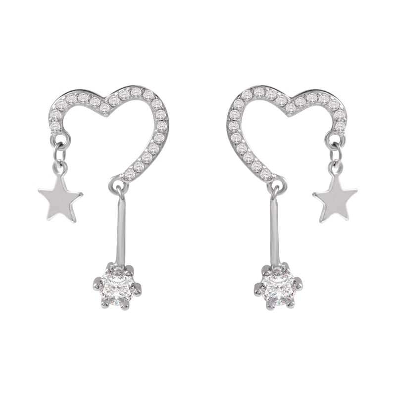 Heart Alloy Drop Star Earring