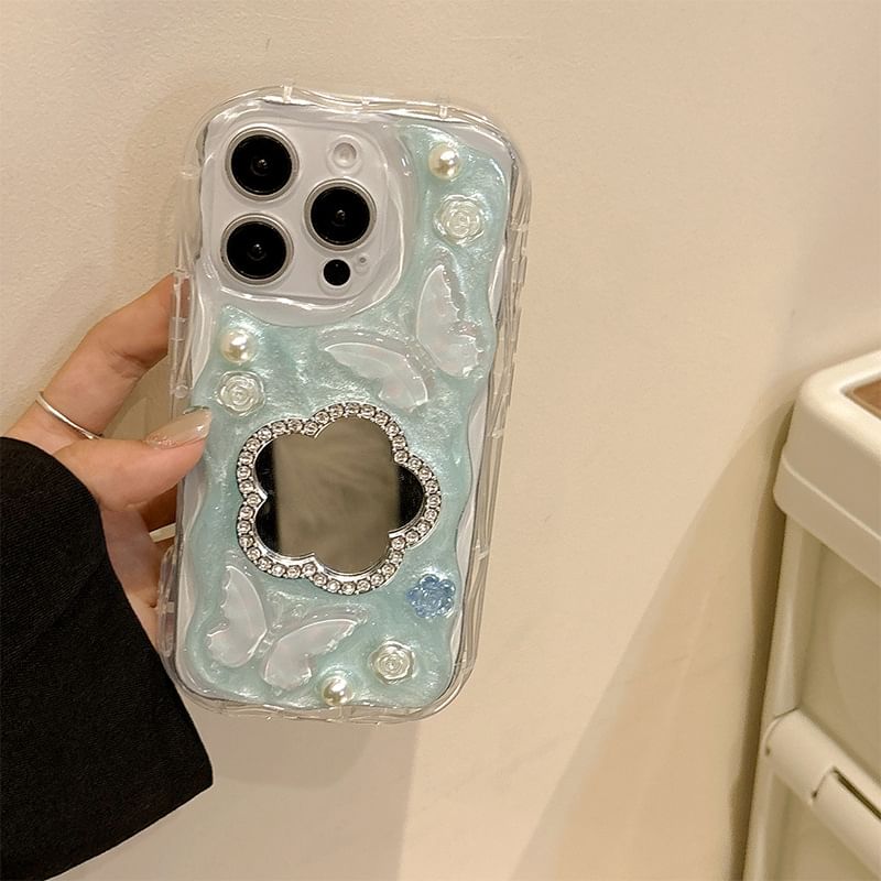 Phone Floral Mirrored Case