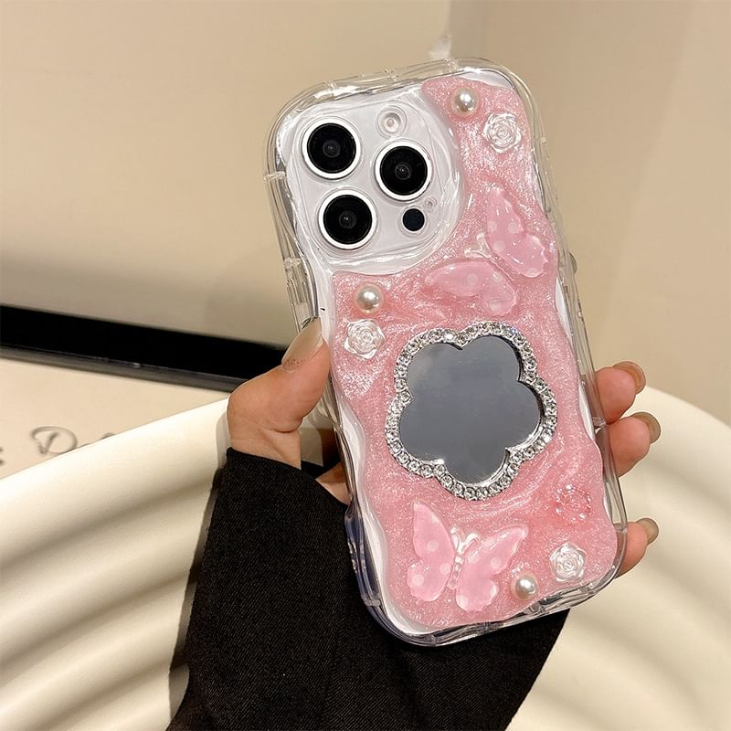 Phone Floral Mirrored Case