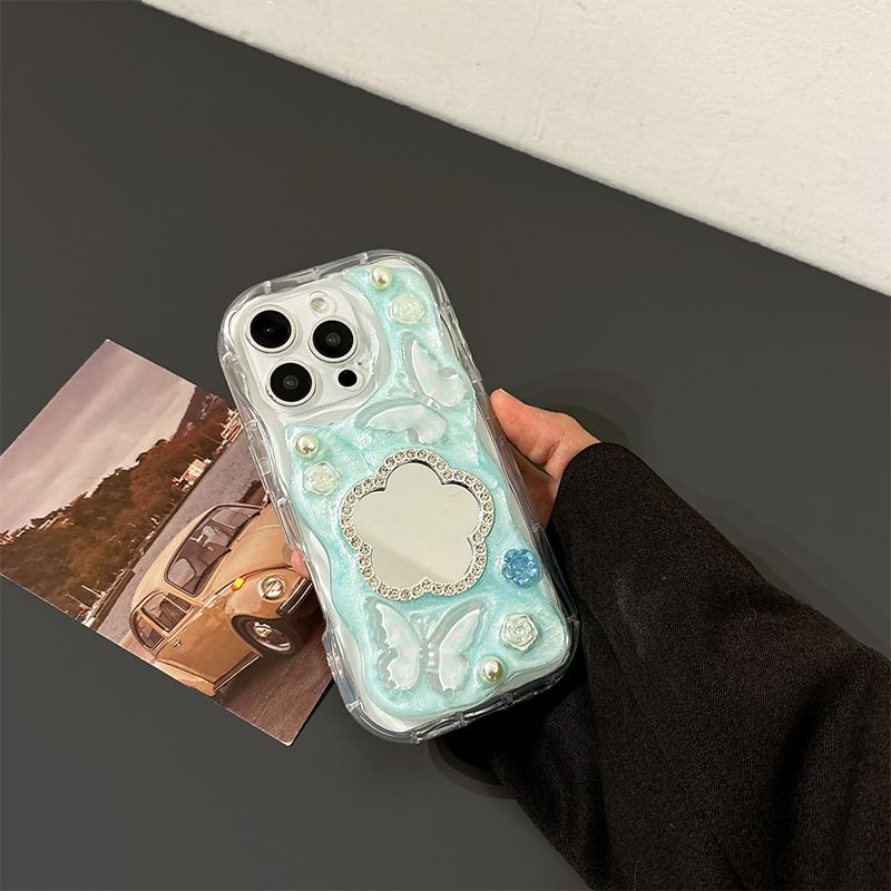 Phone Floral Mirrored Case