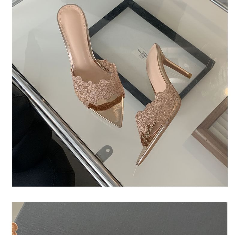 Sandals Slide Stiletto Heel Pointy