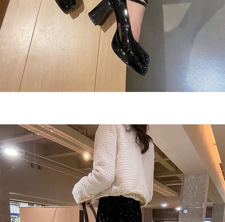 Jane Heel Round Chunky Mary Toe Pumps Platform