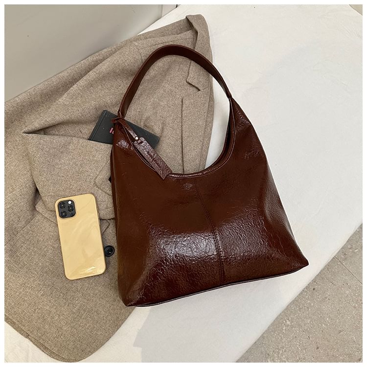Faux Tote Leather Plain Bag