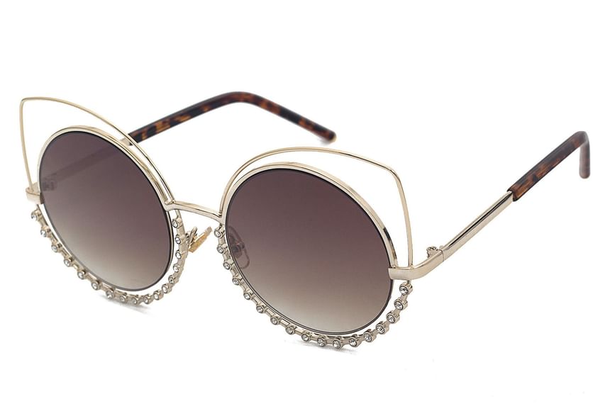Eye Sunglasses Rhinestone Cat Metal Frame