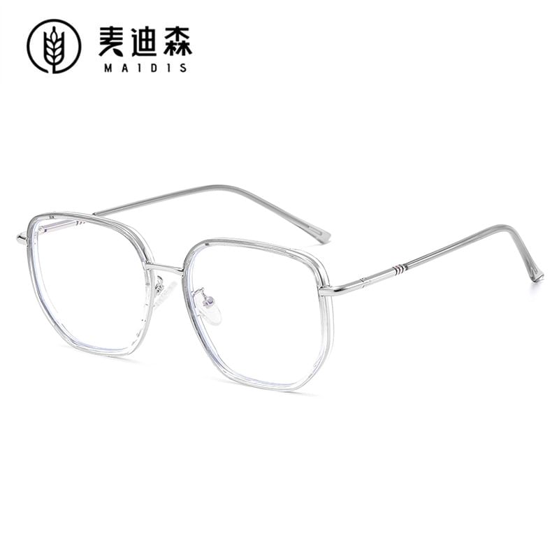 Eyeglasses Blocking Metal Blue Frame Square Light