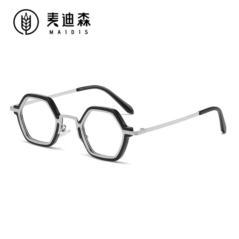 Frame Blue Light Eyeglasses Geometric Blocking Metal
