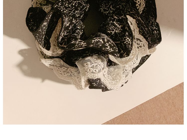 Print Lace Scrunchie Floral Trim