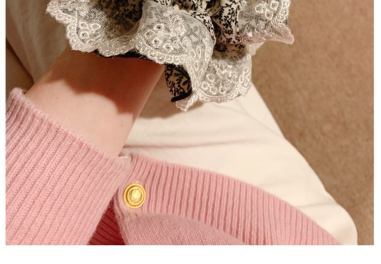 Print Lace Scrunchie Floral Trim