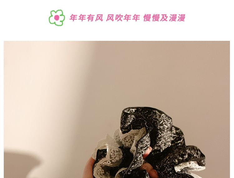 Print Lace Scrunchie Floral Trim