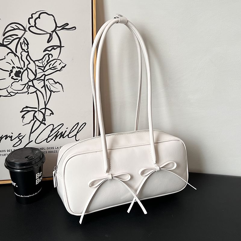 Shoulder Leather Bag Bow Faux