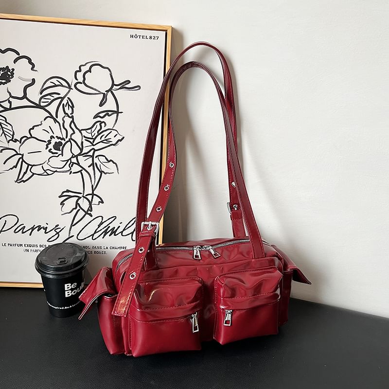 Bag Multi-Pocket Leather Shoulder Faux